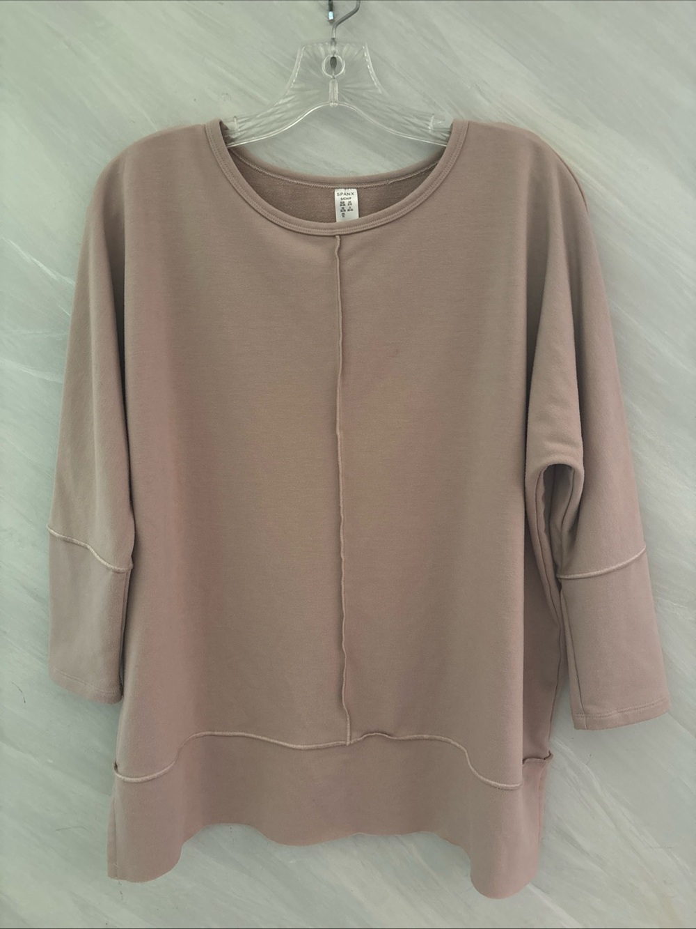 Spanx S Perfect Length Dolman Top Women's Light Mauve Stretch Slouch 3/4 Sleeve
